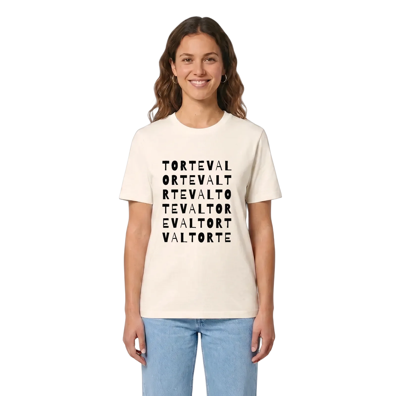 Torteval ordlek t-shirt – Vintage White, i miljö
