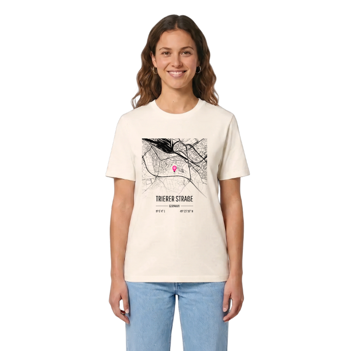 Trierer Straße karta t-shirt – t-shirt från PinShirt