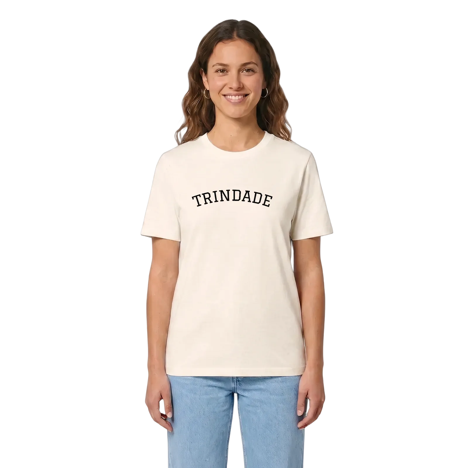 Trindade böjd t-shirt – Vintage White, i miljö