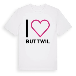 Jag älskar Buttwil t-shirt stort tryck – ekologisk bomull t-shirt från Pinshirt
