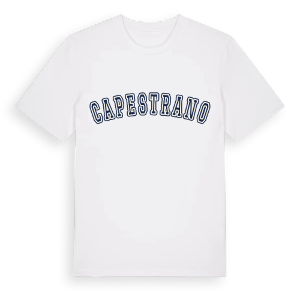 Capestrano college t-shirt – ekologisk bomull t-shirt från Pinshirt