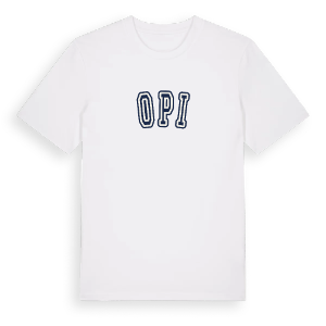 Opi college t-shirt – ekologisk bomull t-shirt från Pinshirt