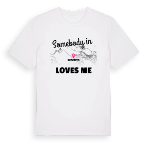 Någon i Scoppito älskar mig t-shirt – ekologisk bomull t-shirt från Pinshirt