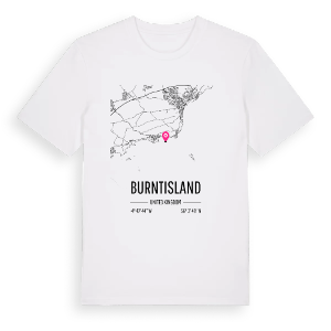 Burntisland karta t-shirt – ekologisk bomull t-shirt från Pinshirt