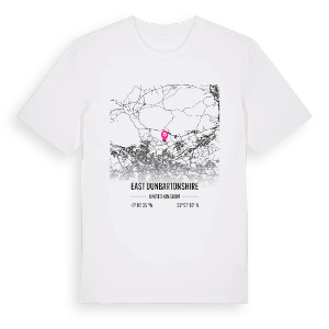 East Dunbartonshire karta t-shirt – ekologisk bomull t-shirt från Pinshirt