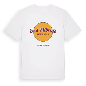 East Kilbride cirkel t-shirt – ekologisk bomull t-shirt från Pinshirt