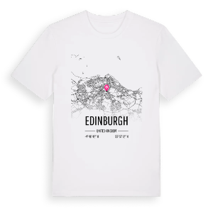 Edinburgh karta t-shirt – ekologisk bomull t-shirt från Pinshirt