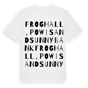 Froghall, Powis and Sunnybank ordlek t-shirt – ekologisk bomull t-shirt från Pinshirt