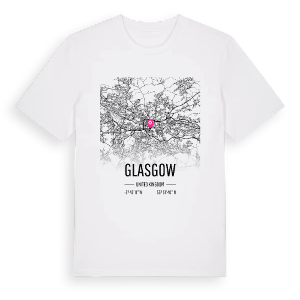 Glasgow karta t-shirt – ekologisk bomull t-shirt från Pinshirt