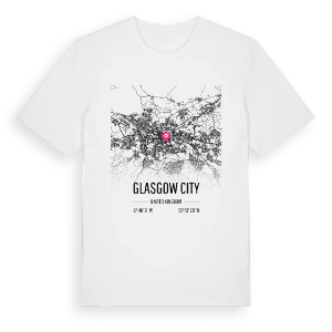 Glasgow City karta t-shirt – ekologisk bomull t-shirt från Pinshirt