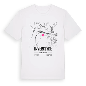 Inverclyde karta t-shirt – ekologisk bomull t-shirt från Pinshirt