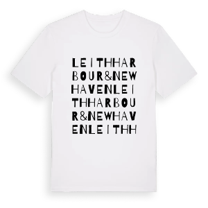 Leith Harbour & Newhaven ordlek t-shirt – ekologisk bomull t-shirt från Pinshirt