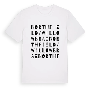 Northfield/Willowbrae ordlek t-shirt – ekologisk bomull t-shirt från Pinshirt