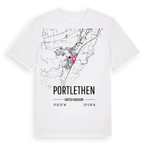 Portlethen karta t-shirt – ekologisk bomull t-shirt från Pinshirt