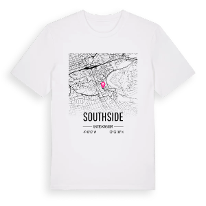 Southside karta t-shirt – ekologisk bomull t-shirt från Pinshirt