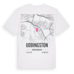 Uddingston karta t-shirt – ekologisk bomull t-shirt från Pinshirt