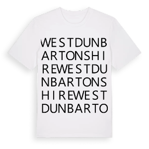 West Dunbartonshire ordlek t-shirt – ekologisk bomull t-shirt från Pinshirt
