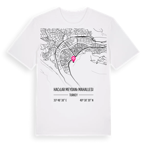 Hacılar Meydanı Mahallesi karta t-shirt – ekologisk bomull t-shirt från Pinshirt
