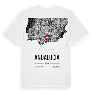 Andalucía karta t-shirt – ekologisk bomull t-shirt från Pinshirt