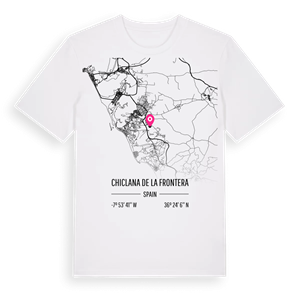 Chiclana de la Frontera karta t-shirt – ekologisk bomull t-shirt från Pinshirt