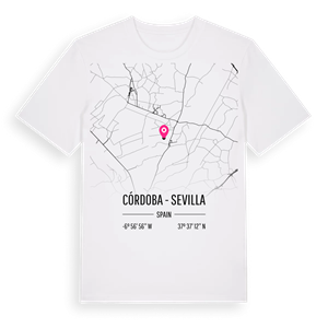 Córdoba - Sevilla karta t-shirt – ekologisk bomull t-shirt från Pinshirt
