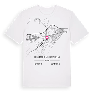 El Parador de las Hortichuelas karta t-shirt – ekologisk bomull t-shirt från Pinshirt