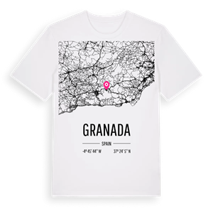 Granada karta t-shirt – ekologisk bomull t-shirt från Pinshirt
