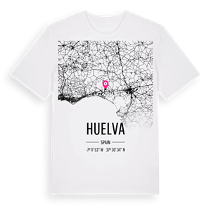Huelva karta t-shirt – ekologisk bomull t-shirt från Pinshirt