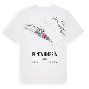 Punta Umbría karta t-shirt – ekologisk bomull t-shirt från Pinshirt