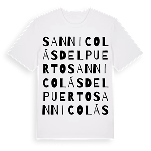 San Nicolás del Puerto ordlek t-shirt – ekologisk bomull t-shirt från Pinshirt