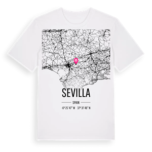 Sevilla karta t-shirt – ekologisk bomull t-shirt från Pinshirt