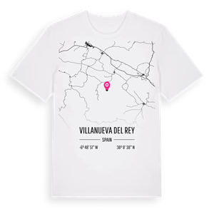 Villanueva del Rey karta t-shirt – ekologisk bomull t-shirt från Pinshirt