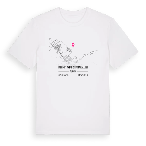 Mehmet Akif Ersoy Mahallesi karta t-shirt – ekologisk bomull t-shirt från Pinshirt