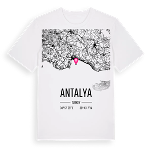 Antalya karta t-shirt – ekologisk bomull t-shirt från Pinshirt