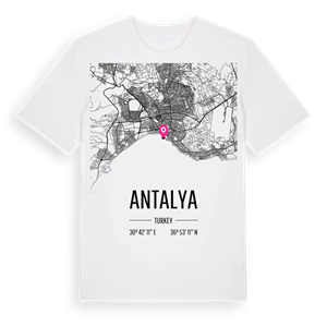 Antalya karta t-shirt – ekologisk bomull t-shirt från Pinshirt