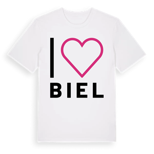 Jag älskar Biel t-shirt stort tryck – ekologisk bomull t-shirt från Pinshirt