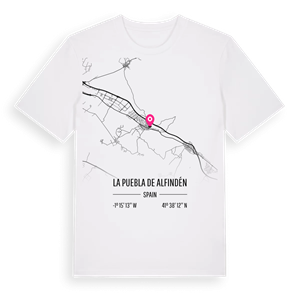 La Puebla de Alfindén karta t-shirt – ekologisk bomull t-shirt från Pinshirt