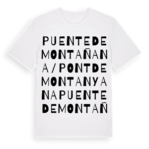 Puente de Montañana / Pont de Montanyana ordlek t-shirt – ekologisk bomull t-shirt från Pinshirt