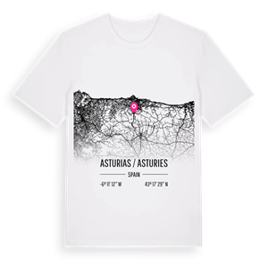 Asturias / Asturies karta t-shirt – ekologisk bomull t-shirt från Pinshirt