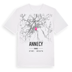 Annecy karta t-shirt – ekologisk bomull t-shirt från Pinshirt