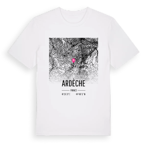 Ardèche karta t-shirt – ekologisk bomull t-shirt från Pinshirt