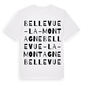 Bellevue-la-Montagne ordlek t-shirt – ekologisk bomull t-shirt från Pinshirt