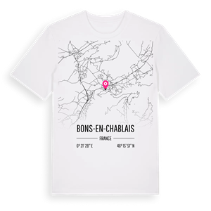 Bons-en-Chablais karta t-shirt – ekologisk bomull t-shirt från Pinshirt