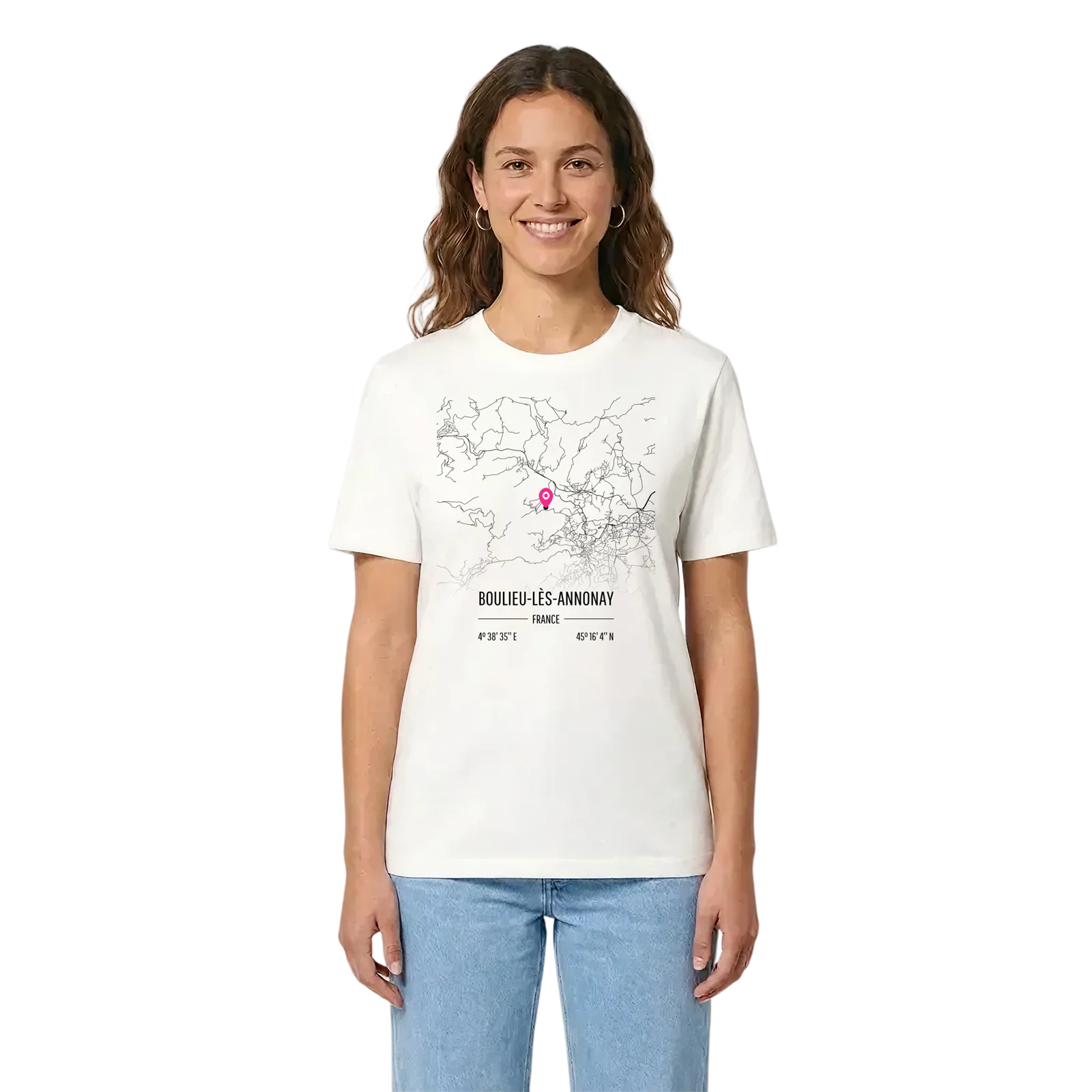 Boulieu-lès-Annonay karta t-shirt – White, i miljö