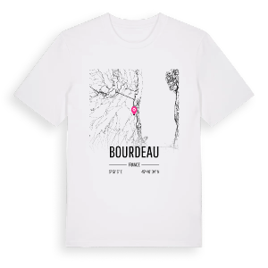 Bourdeau karta t-shirt – ekologisk bomull t-shirt från Pinshirt