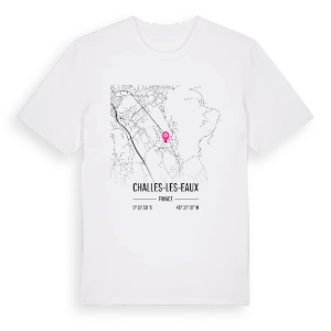 Challes-les-Eaux karta t-shirt – ekologisk bomull t-shirt från Pinshirt