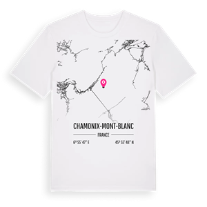 Chamonix-Mont-Blanc karta t-shirt – ekologisk bomull t-shirt från Pinshirt