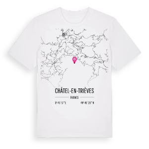 Châtel-en-Trièves karta t-shirt – ekologisk bomull t-shirt från Pinshirt