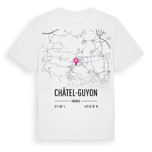 Châtel-Guyon karta t-shirt – ekologisk bomull t-shirt från Pinshirt