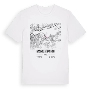 Décines-Charpieu karta t-shirt – ekologisk bomull t-shirt från Pinshirt